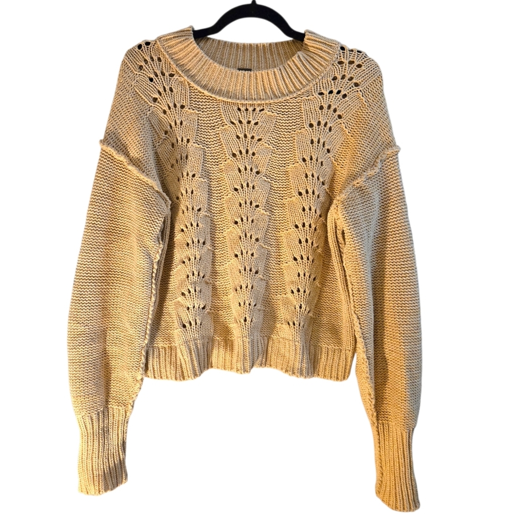 Free People Cream Crew Neck Sweater